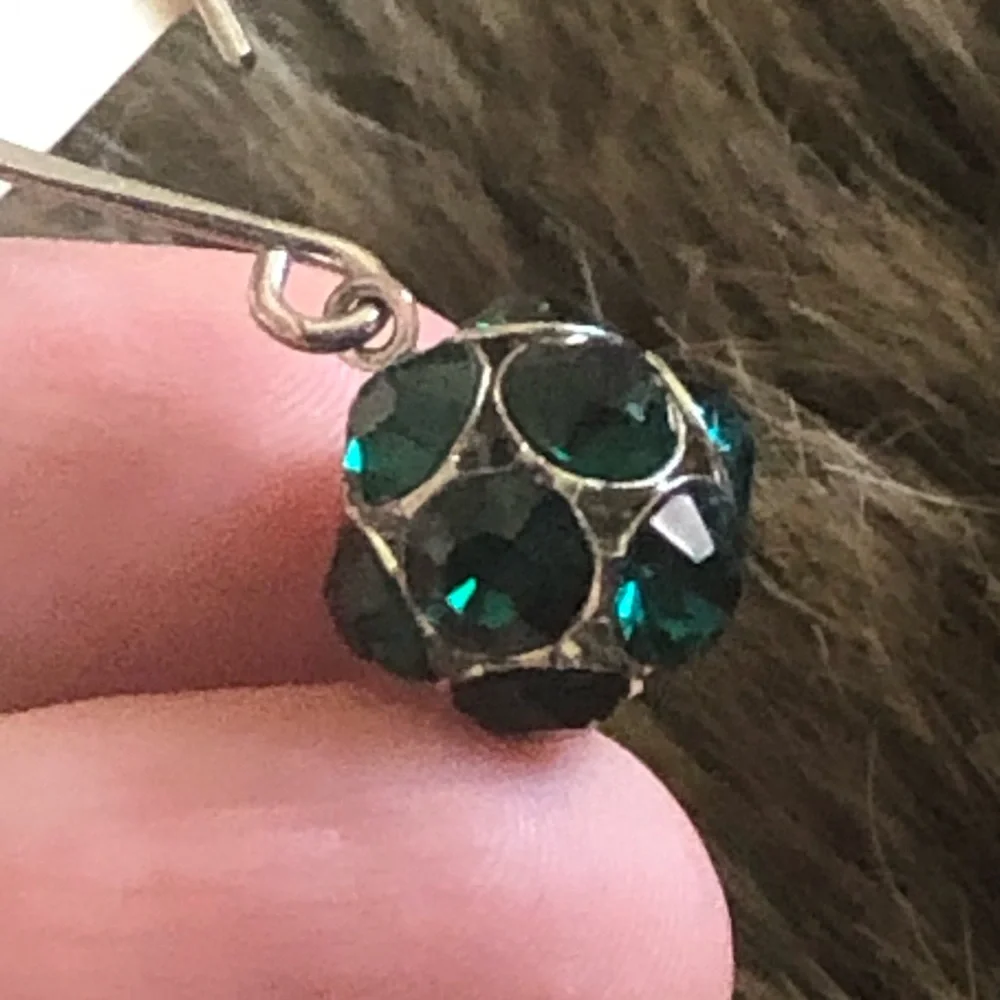 Cato emerald green stone ball ear wire earrings